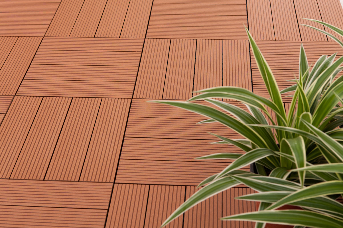Vifah Composite Teak 12" x 12" Interlocking Deck Tiles & Reviews Wayfair